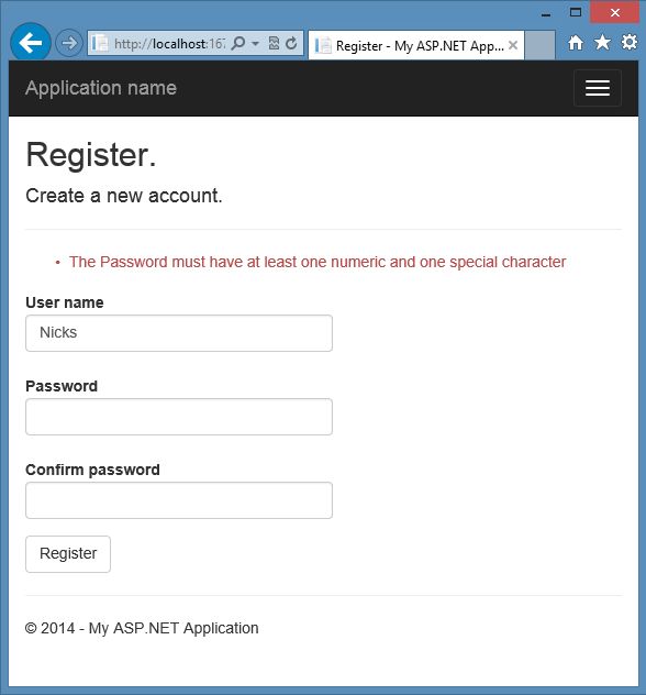 Custom Password Validation in MVC 5